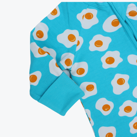 egg pattern baby romper close up